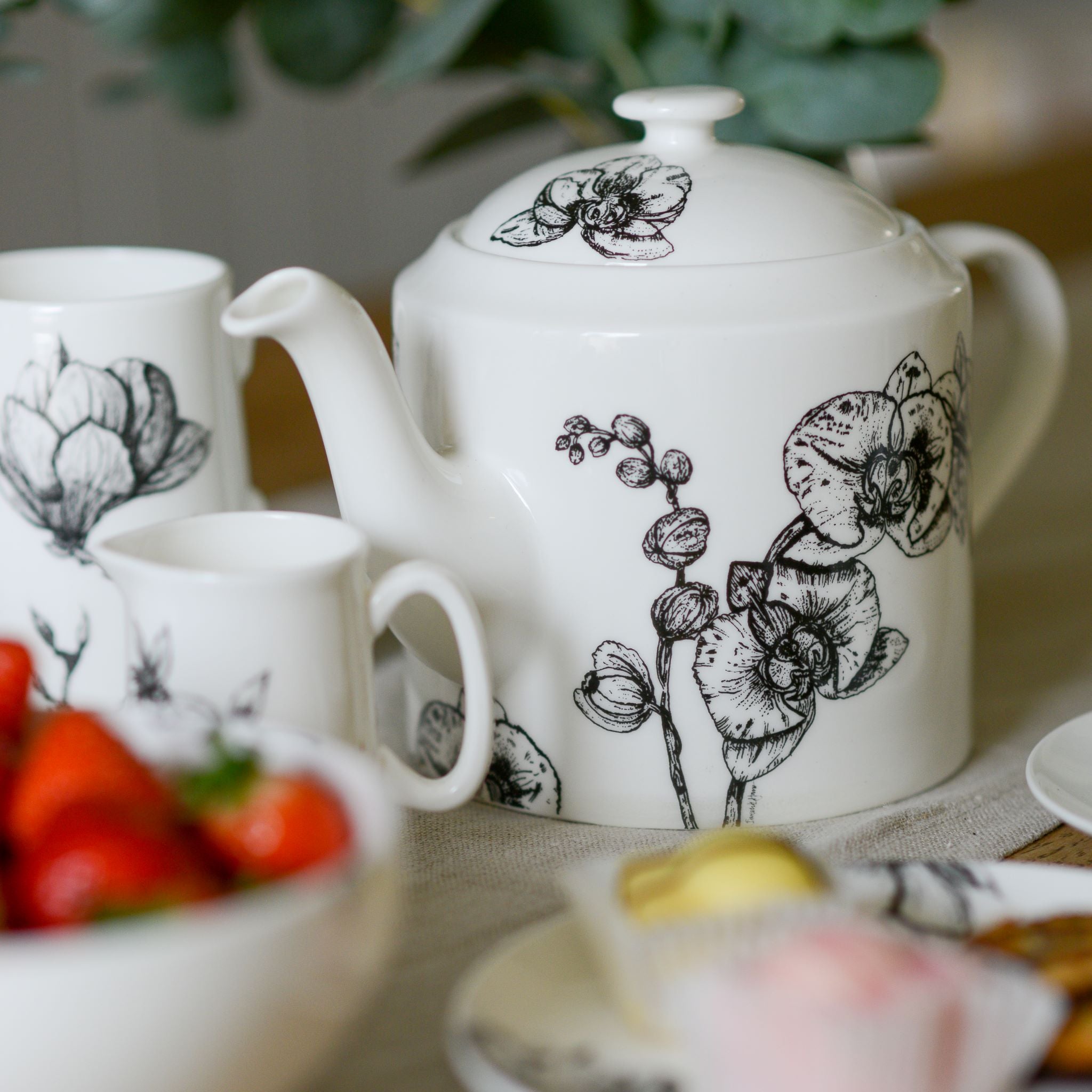 orchid design teapot 