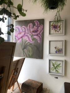 Two pink & Lilac Dancing Tulips Acrylic Painting