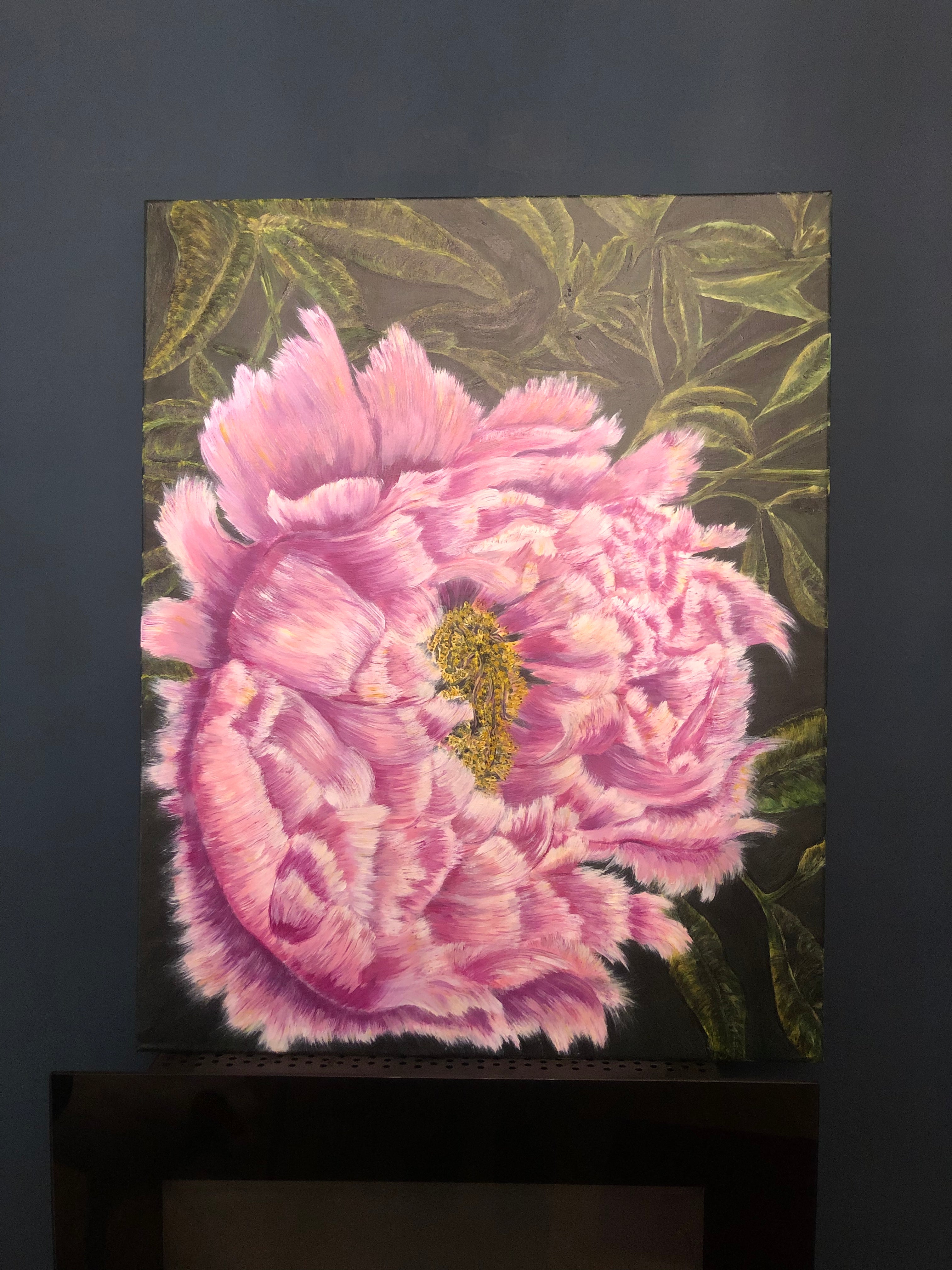 Pink Peony on Canvas Acrylic Painting - Sarah Horne Botanicals