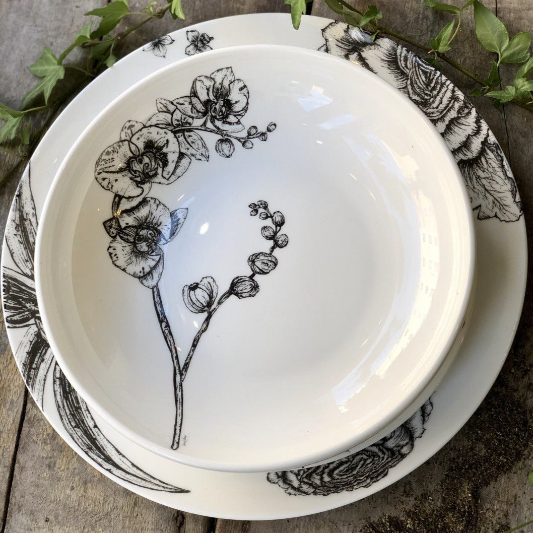 Floral design bone china pasta bowl