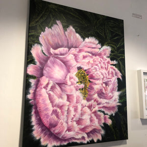 Pink Peony on Canvas Acrylic Painting - Sarah Horne Botanicals