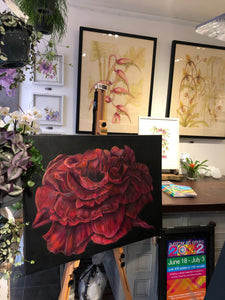Velvet Red Rose on Canvas - Sarah Horne Botanicals