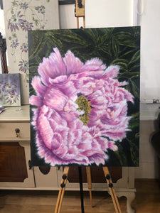 Pink Peony on Canvas Acrylic Painting