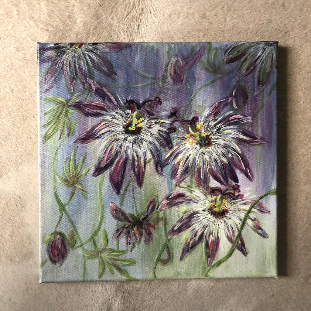 Small Passiflora Study Acrylic Painting - Sarah Horne Botanicals