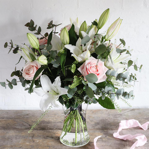 Rose and Lily bouquet in vase