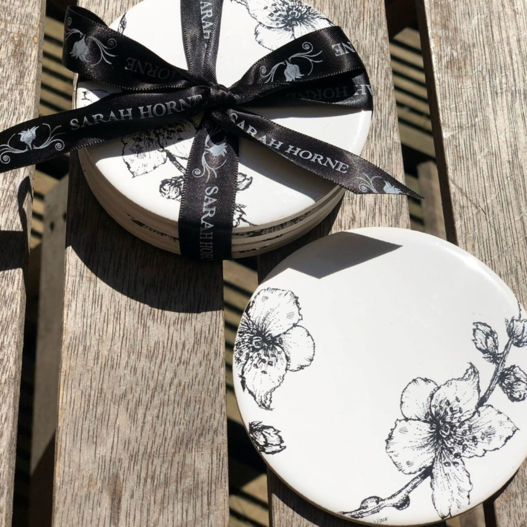 Set of Four Floral Design Coasters