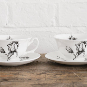 jasmine rose bone china cup saucer duo