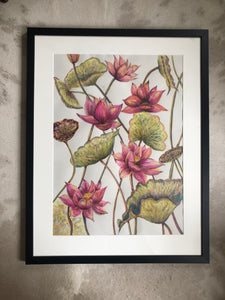 Lotus Flowers Ink Painting SOLD - Sarah Horne Botanicals