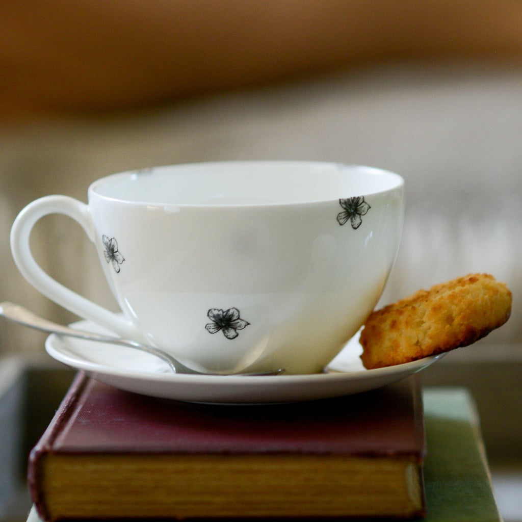 Floral Fine Bone China Breakfast Cup & Saucer