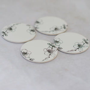 Set of Four Floral Design Coasters