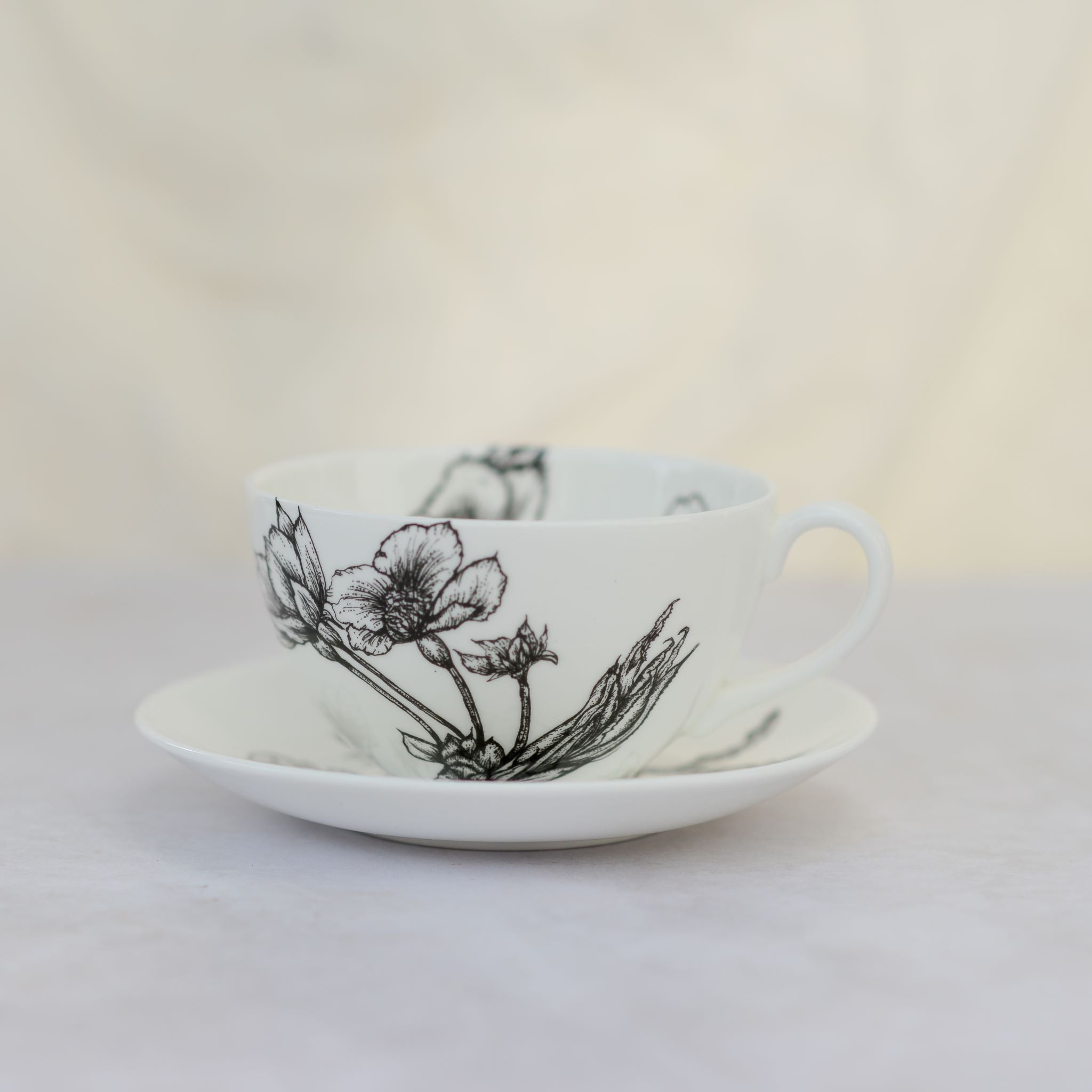 Floral cappuccino cup and saucer