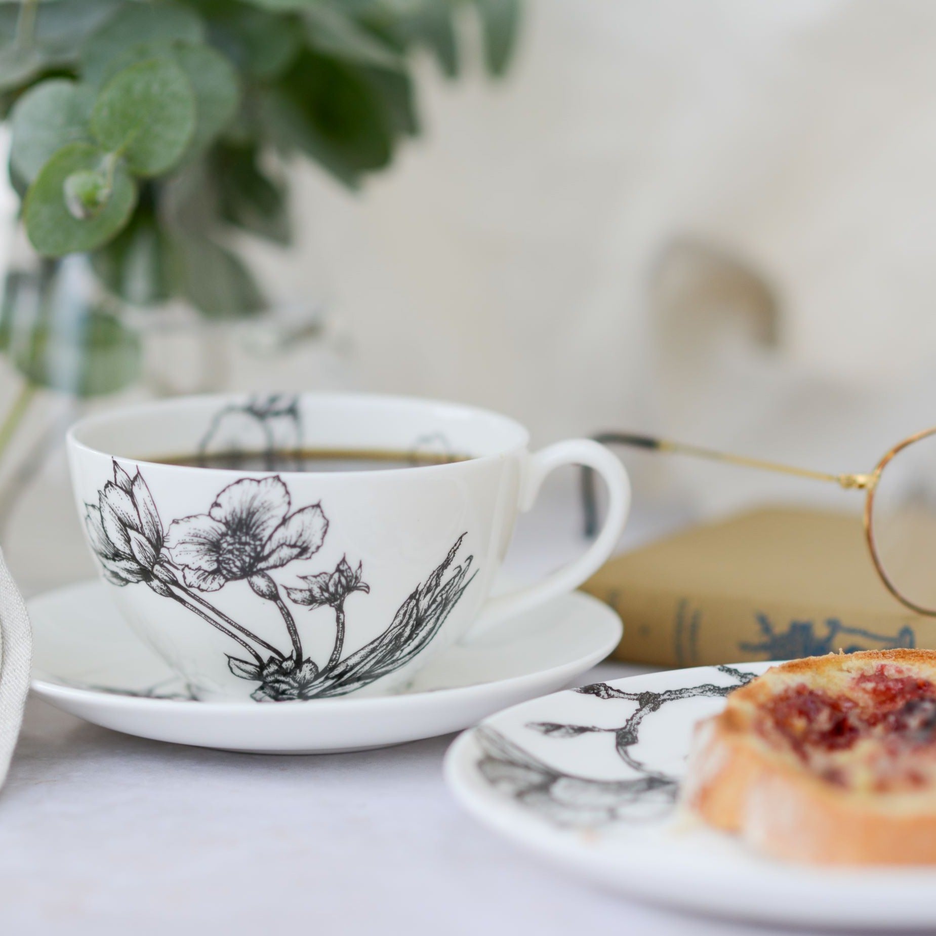 blossom design cappuccino cup and saucer