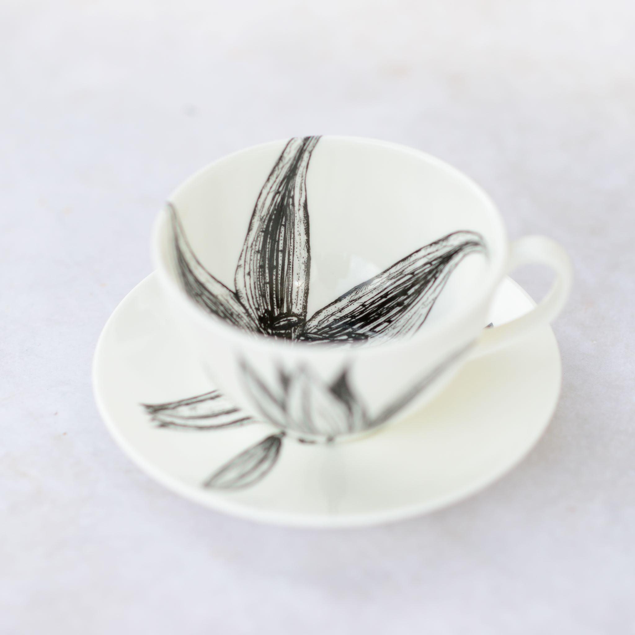 Botanical Cappuccino Cup & Saucer 