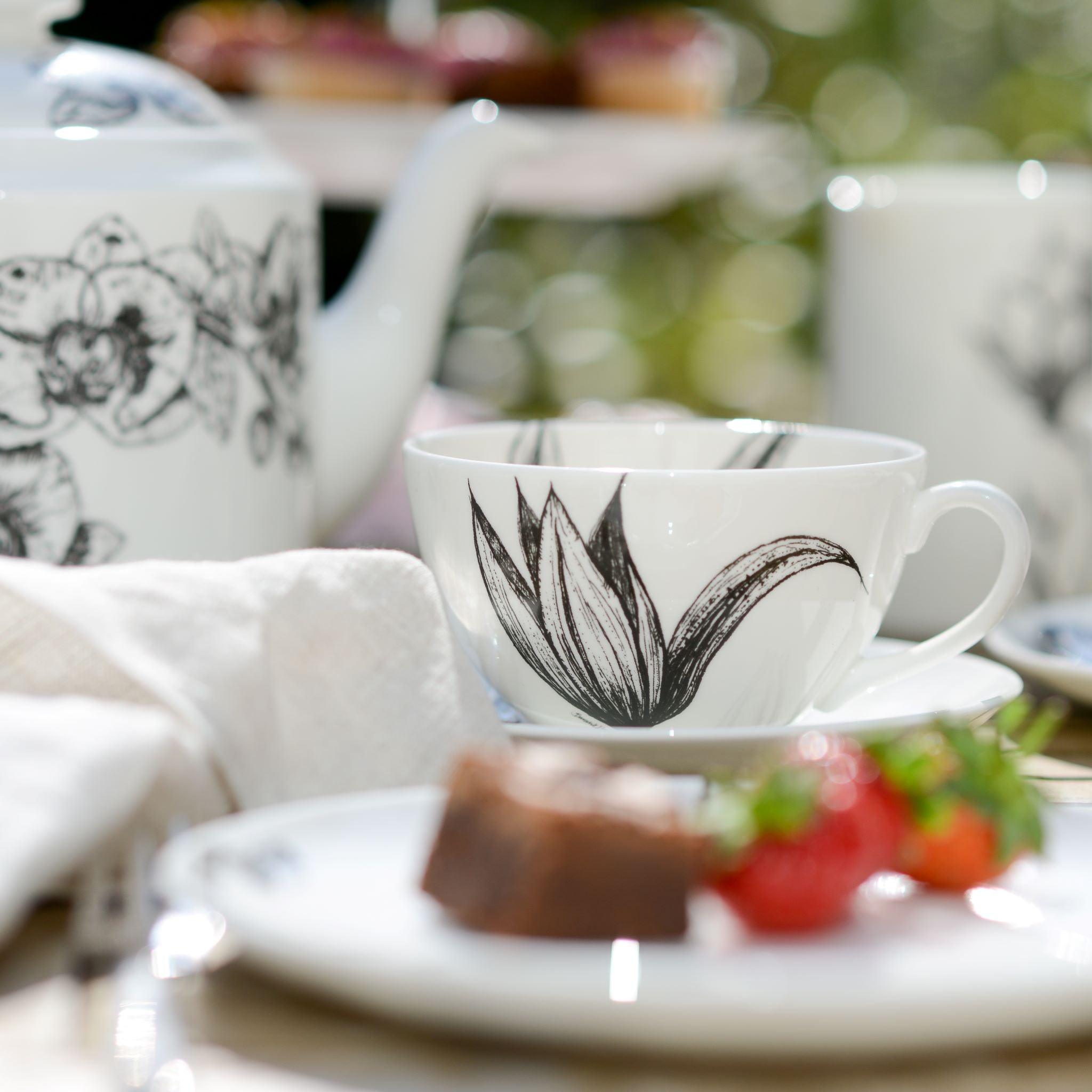 Floral Cappuccino Cup & Saucer Fine Bone China Set