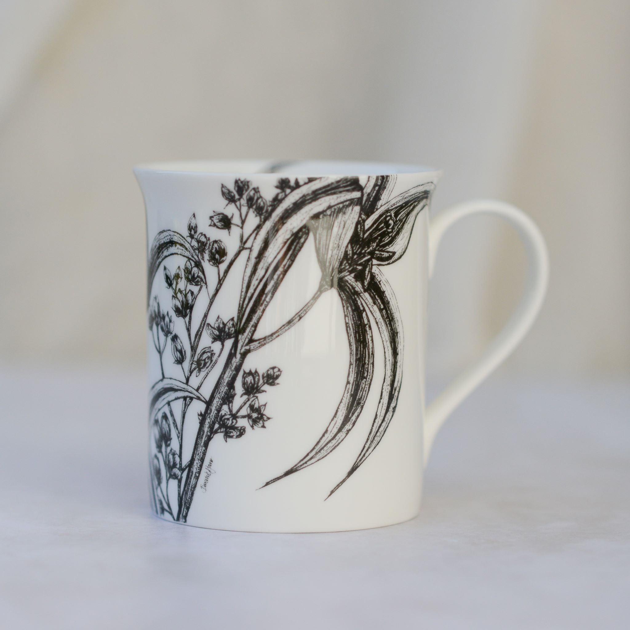 Floral bone china mug