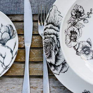 Bone china botanical dinner plate