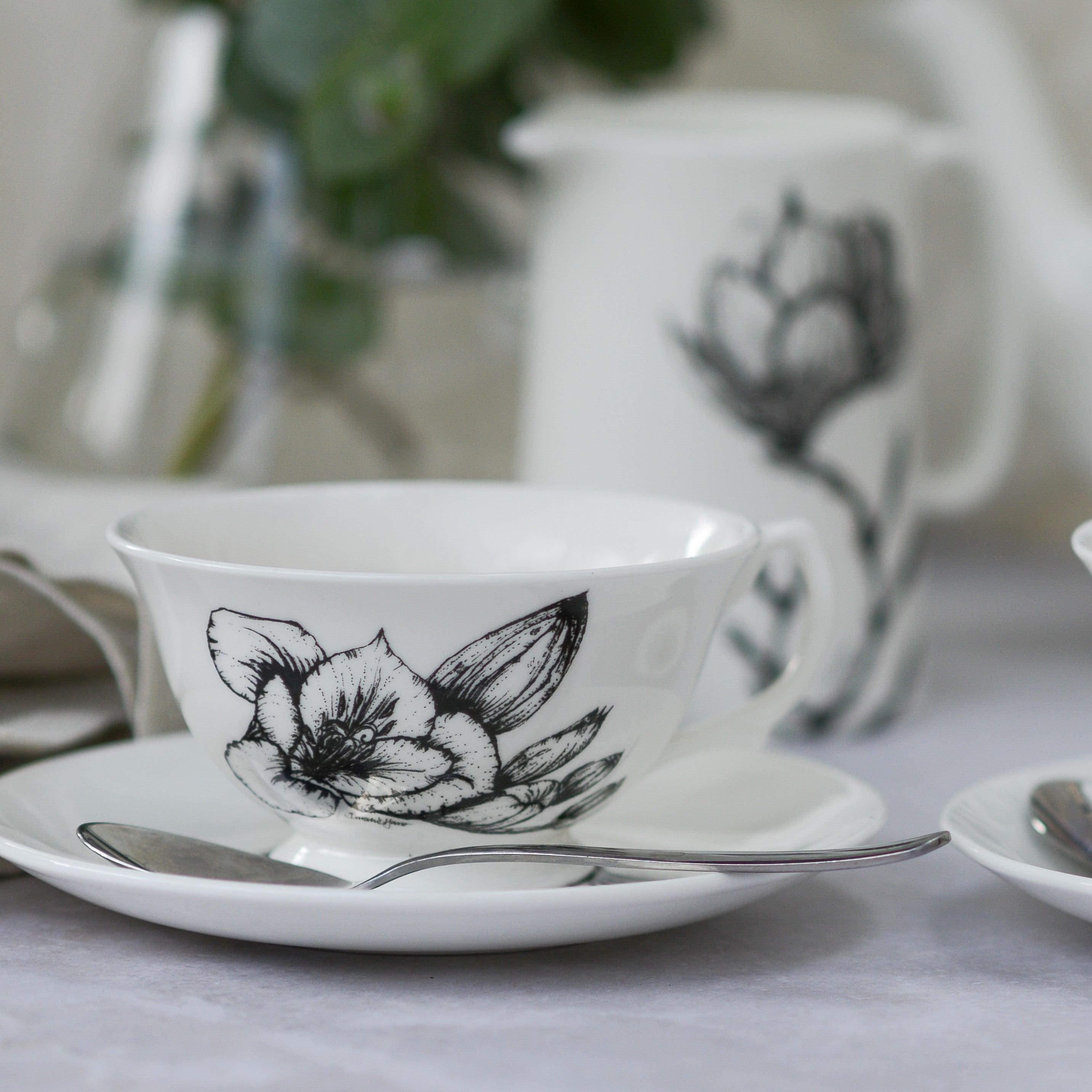 Botanical cup and saucer set