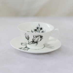 FINE BONE CHINA TEACUP WITH ROSE AND JASMINE DESIGN