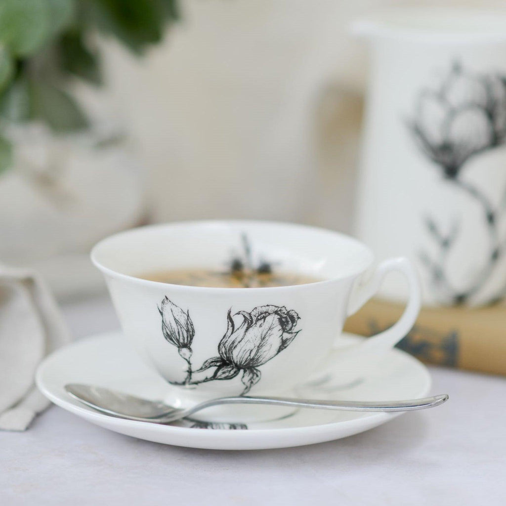 Botanical fine bone china tea cup
