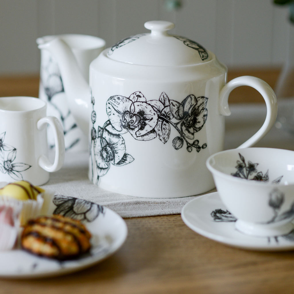 Fine Bone China Botanical Teapot