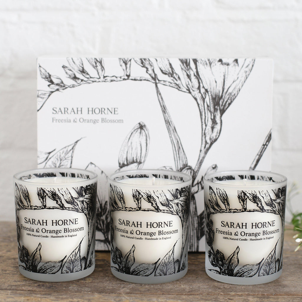 Natural Scented Candle Trio Freesia orange blossom