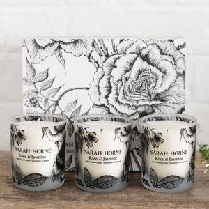 Rose & Jasmine Classic Candle Trio - Sarah Horne Botanicals