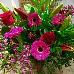 bouquet cerise red pink leamington spa