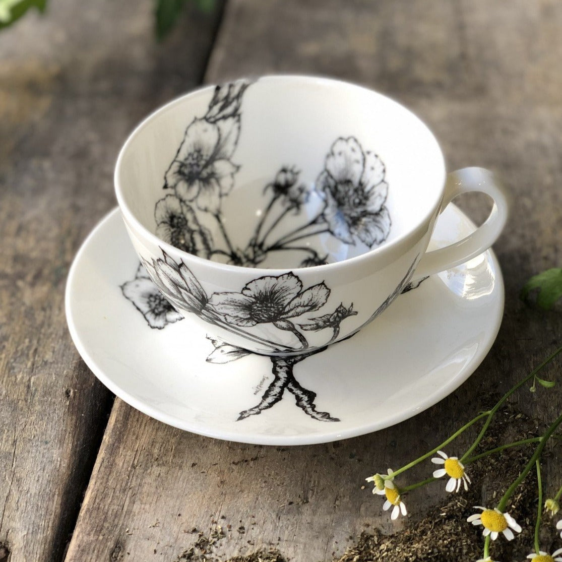blossom design cup and saucer