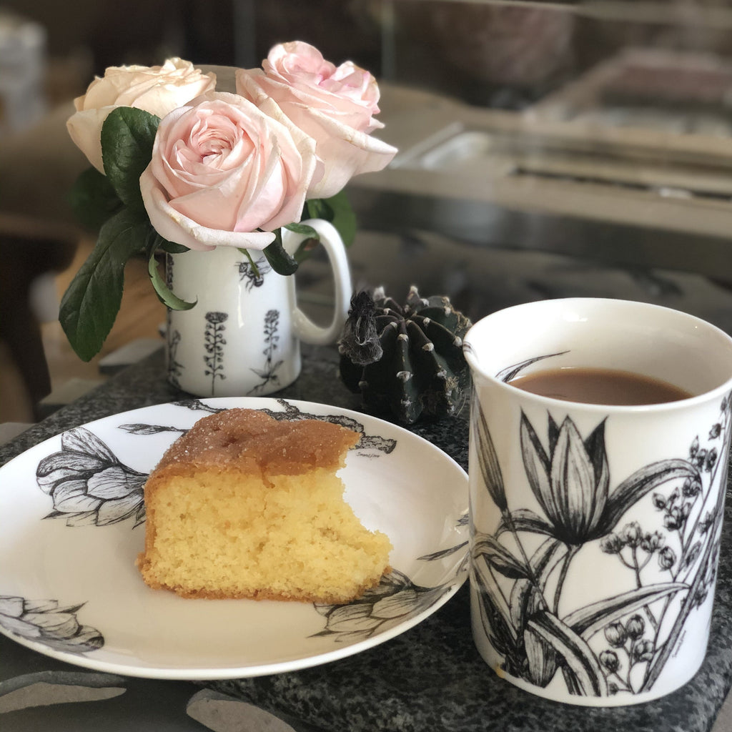 Floral cake plate fine bone china