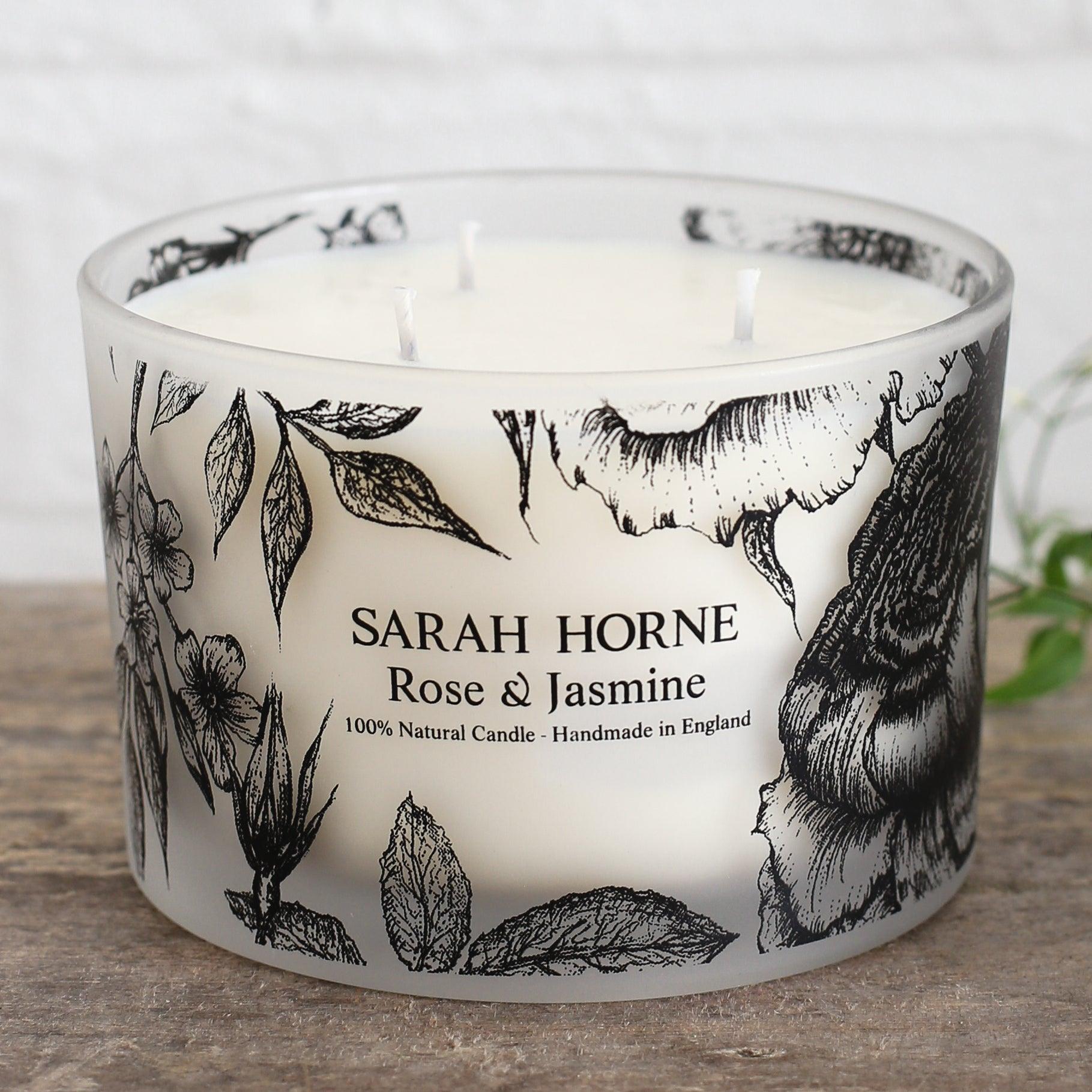 3 wick scented candle rose jasmine