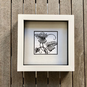 Detailed illustration of ivy leaves in a modern white frame