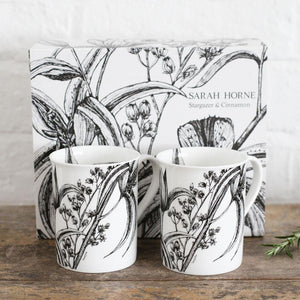 Fine Bone China Mug Duo: Stargazer & Cinnamon - Sarah Horne Botanicals