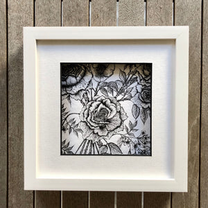 detail rose and jasmine print in a white frame