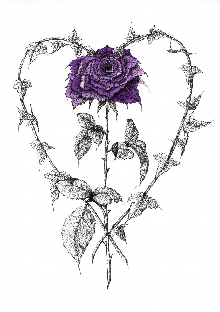 Ivy Heart with Purple Rose - Sarah Horne Botanicals