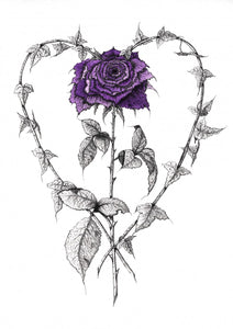 Ivy Heart with Purple Rose