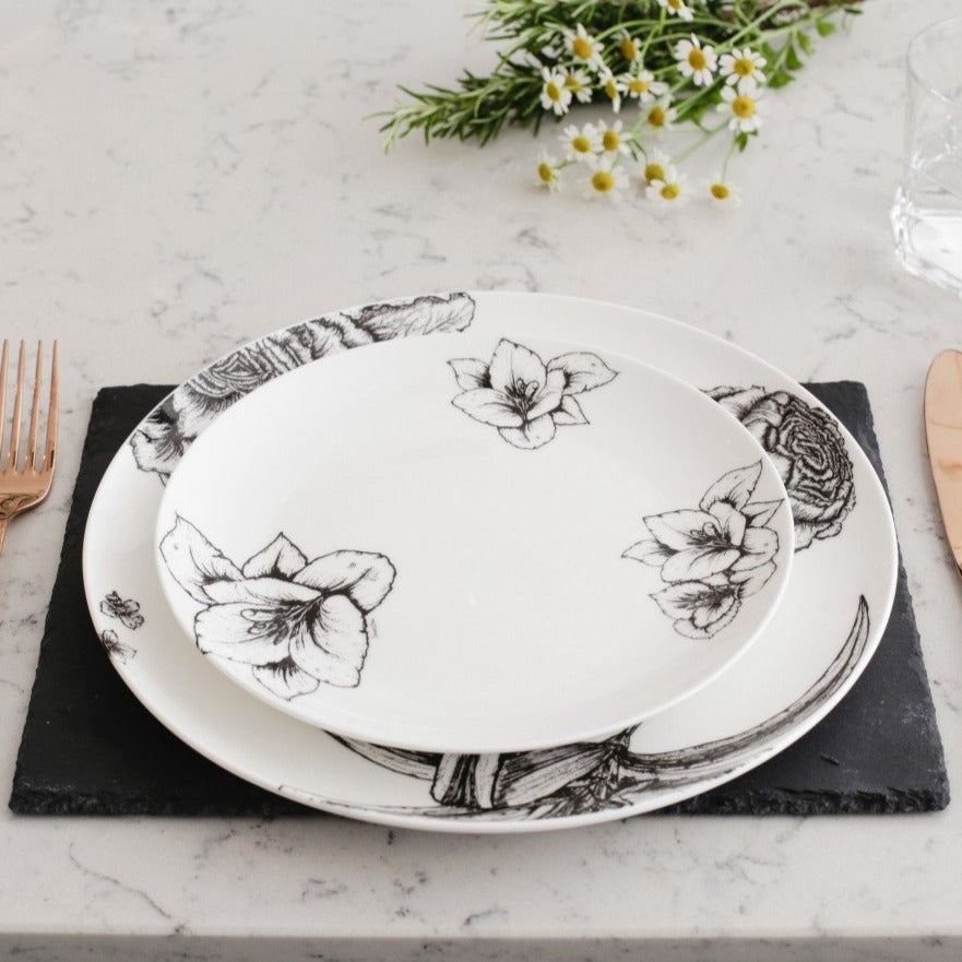 Floral design dining and side plates