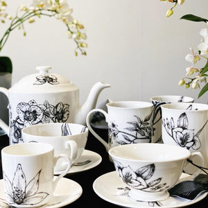 A selection of floral decadence tea service.